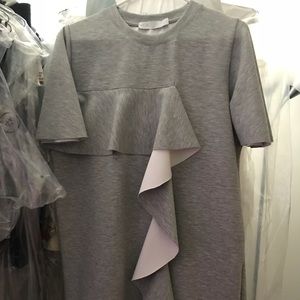 NWT ASOS WHITE JERSEY DRESS w/RUFFLE 8